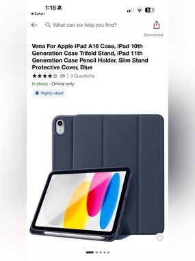 Slim Trifold iPad Case with Pencil Holder - Blue